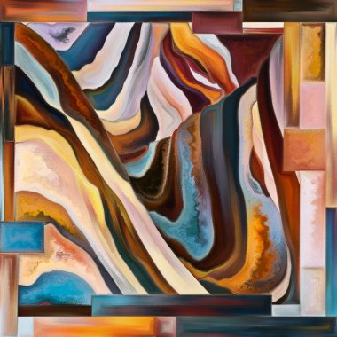 Form Sevinity serisi. Sanat, tasarım, yaratıcılık ve hayal gücü konularındaki renkli şekillerin ve dokuların soyut arkaplanı.