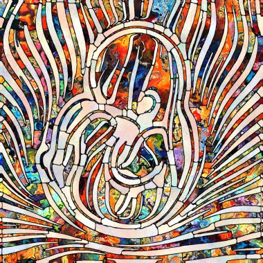 Çok renkli ışık. Lekeli Camlar Birliği serisi. Parçalanma, sanat, şiir ve tasarım birliğinin bir metaforu olarak renk ve doku parçalarından oluşan tasarım