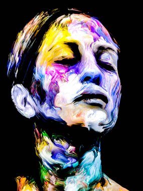 Renkli Kadın serisi. Yaratıcılık, hayal gücü ve sanat konularında genç bir kadının parlak portresi.