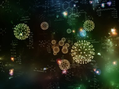Coronavirus Mikro Dünyası. Viral Salgın Serisi. Coronavirus parçacıkları ve mikro uzay elementlerinin virüs, salgın, enfeksiyon, hastalık ve sağlık projelerinde arka plan görevi görmesi için 3D Illustration
