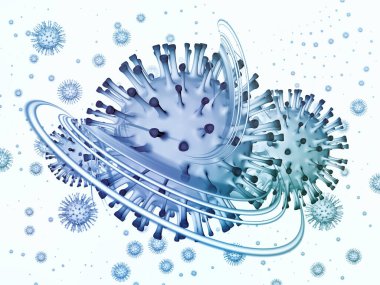 Virüs Mantığı. Viral Salgın Serisi. Virüs, salgın, enfeksiyon, hastalık ve sağlık konularındaki projeler için 3 boyutlu Coronavirus parçacıkları ve mikro uzay elementleri