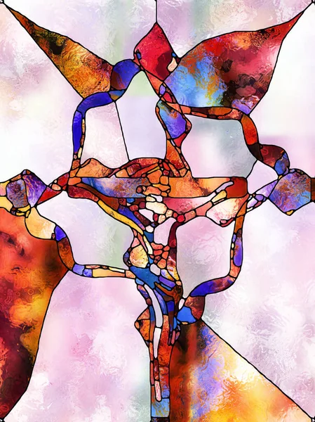 Shards Belief Cross Stained Glass Series Abstract Background Made Organic — 스톡 사진