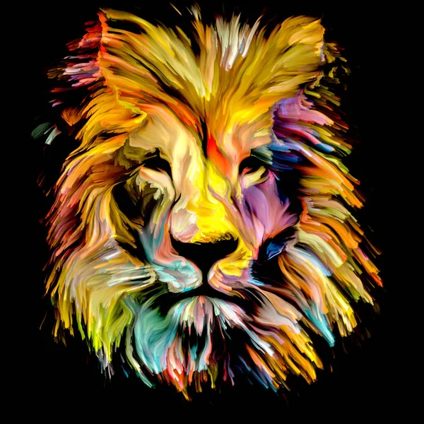 动物绘画系列 以想象力 创造力和抽象艺术为主题的五彩斑斓的狮子形象 — 图库照片