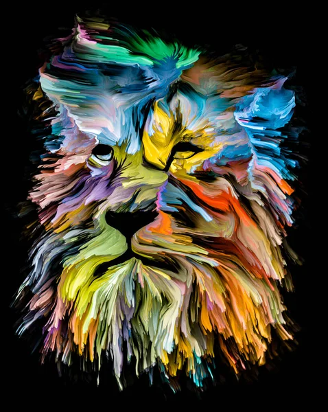 Serie Animal Paint Ritratto Leone Pittura Multicolore Soggetto Immaginazione Creatività — Foto Stock