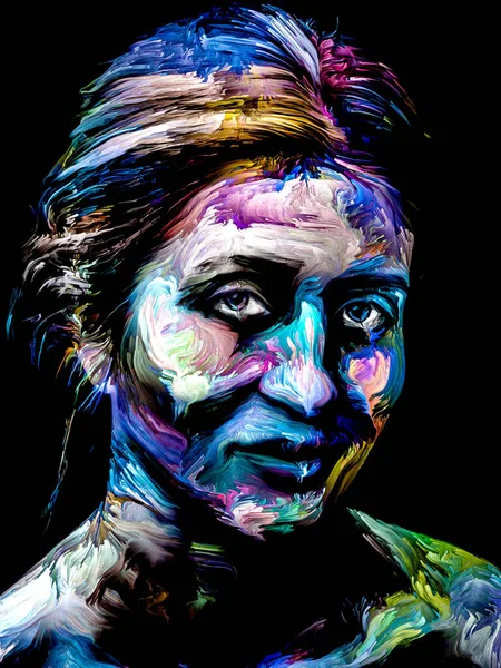 Színes Sorozat Absztrakt Texturált Festék Portré Fiatal Témában Kreativitás Képzelet — Stock Fotó