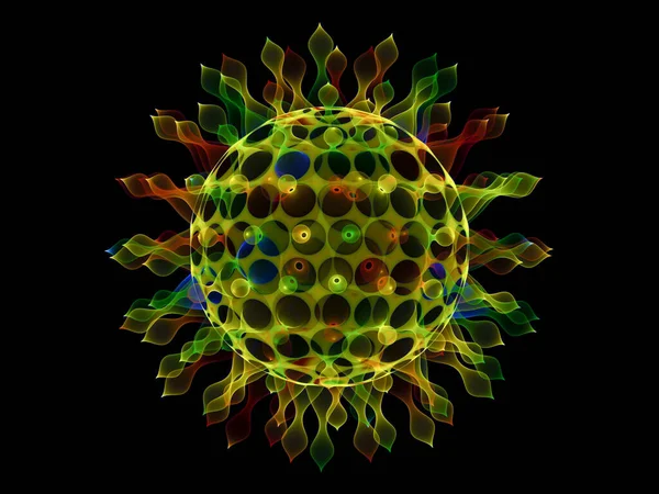 Série Vírus Fractal Renderização Partículas Virais Coloridas Translúcidas Sobre Tema — Fotografia de Stock