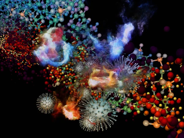 Rendering Multiple Coronavirus Virus Particles Three Dimensional Abstract Elements Subject — Stock Photo, Image