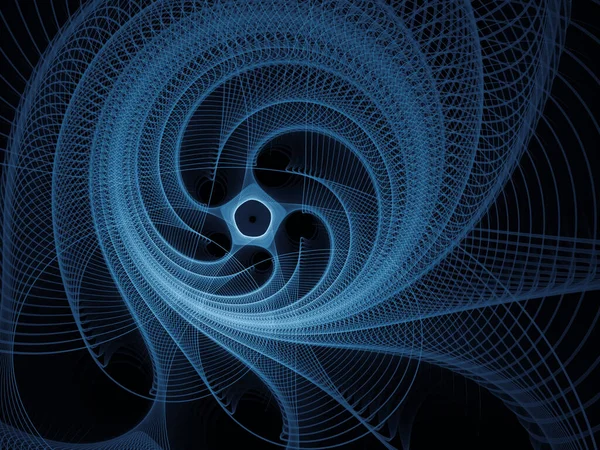 Seria Wizualizacji Matematyki Niebieskie Linie Fraktalnego Wszechświata Intrygujące Oddawanie Wirtualnej — Zdjęcie stockowe