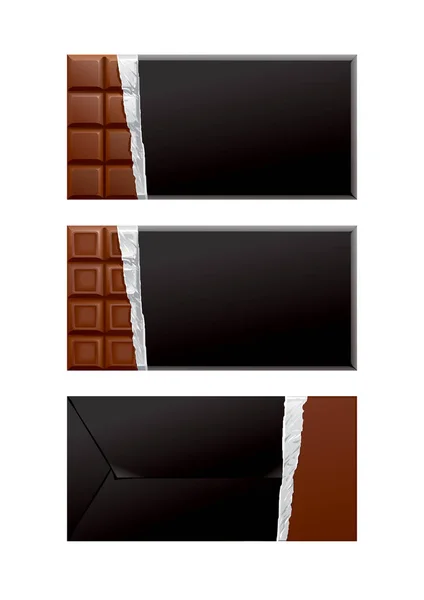 Chocolate blank package. Black wrapper — Stock Photo, Image