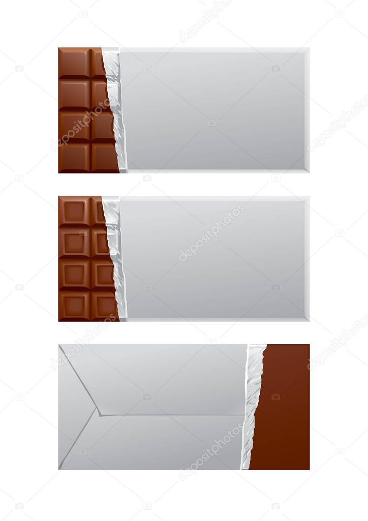 Chocolate blank package. White wrapper
