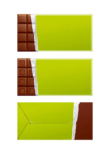 Chocolate blank package. Lemon green wrapper — Stock Photo, Image