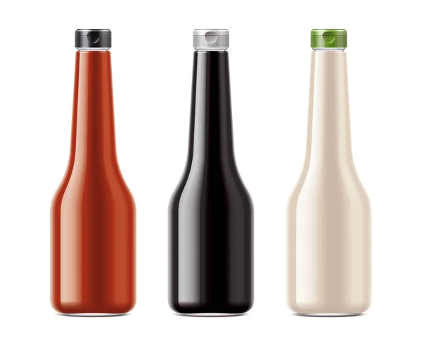 Blank bottles for sauces — Stock Photo, Image