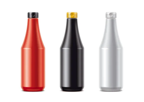 Blank bottles for sauces. — Stock Photo, Image