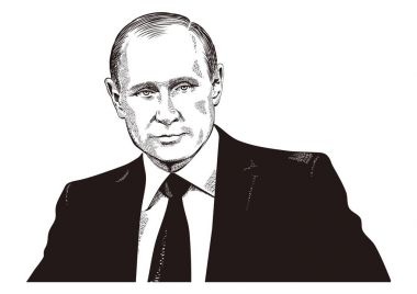 Vladimir Putin portre. Lineart illuustration
