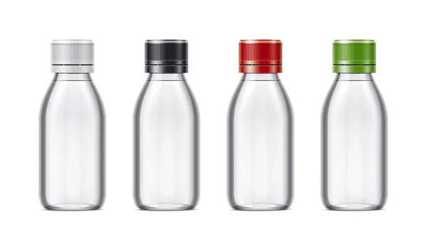 シロップや他の医薬品の液体の空ボトルのモックアップ 透明ボトル — ストック写真