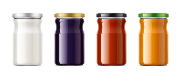 Clear Jar Maqueta Para Productos Lácteos Confitura Salsas —  Fotos de Stock