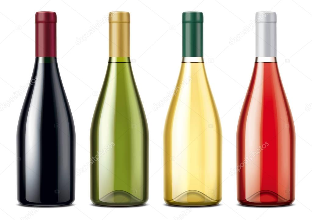 Wine bottles mockups set