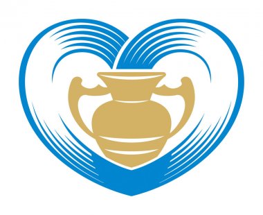 sürahi ve su veya süt bir kalp oluşturur