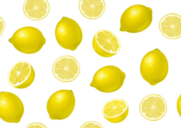 Limoni Sfondo Senza Soluzione Continuità Illustrazione Dettagliata — Foto Stock