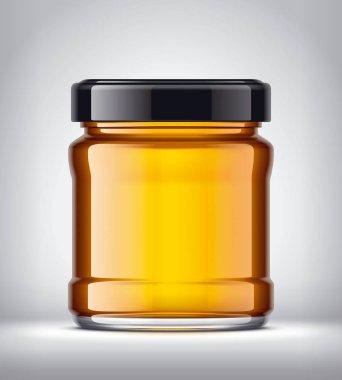 Arkaplanda Ballı Cam Kavanoz. 