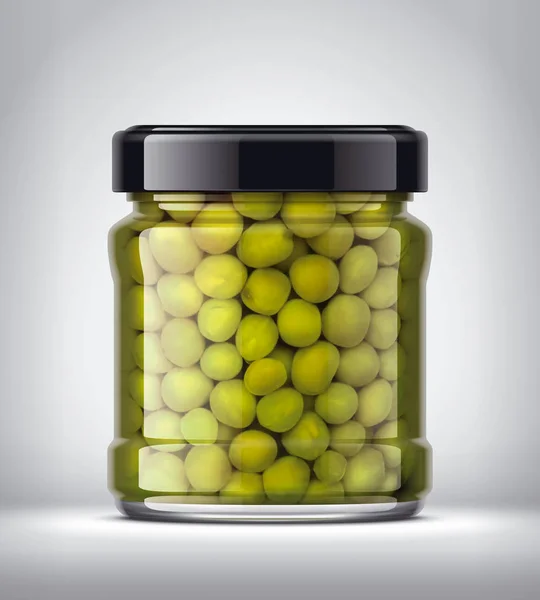 Glass Jar Canned Peas Background — Stock Photo, Image