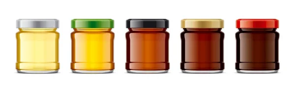 Set Glass Jar Honey — Stock Photo, Image