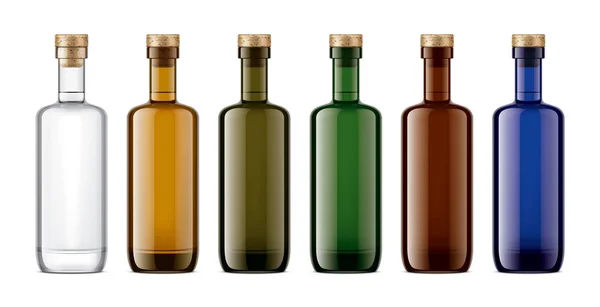 Set Bottiglie Vetro Mockup Versione Sughero — Foto Stock