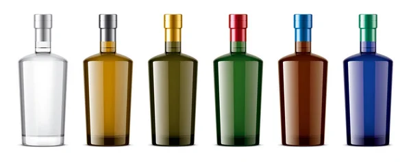 Uppsättning Färgade Glasflaskor Metalliserad Folie Version — Stockfoto