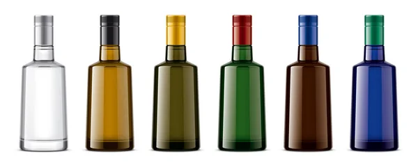 Uppsättning Färgade Glasflaskor Detaljerad Illustration Stoppare — Stockfoto