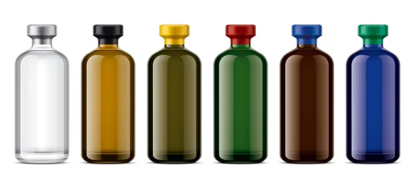 カラーガラスボトルのセット 色付きの箔のバージョン — ストック写真