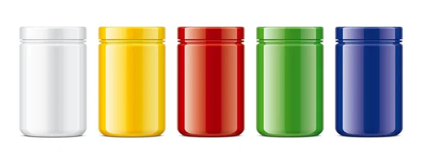 Plastic Jar Glossy Colored Surface — Stock Photo, Image