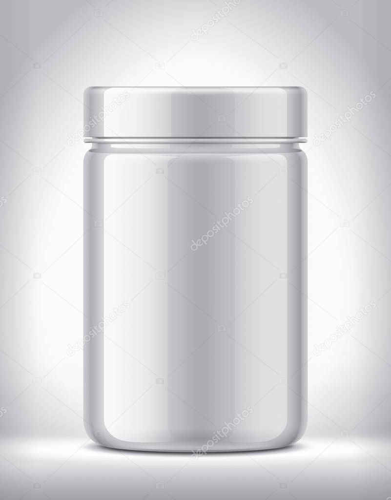 Plastic Jar on background. Glossy surface version. 
