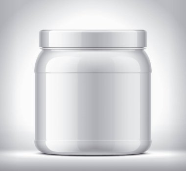 Arka planda plastik kavanoz var. Parlak yüzey sürümü. 