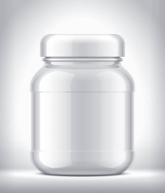 Arka planda plastik kavanoz var. Parlak yüzey sürümü. 