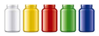 Plastik kavanozlar. Renkli Parlak yüzey sürümü. 