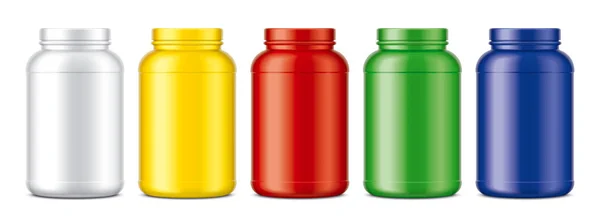 Set Plastic Jars Colored Matt Surface Version — Stock Photo, Image