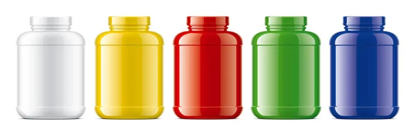 Set Frascos Plástico Versión Superficie Brillante Coloreada —  Fotos de Stock