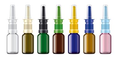 Sprey renkli şişeler. Şeffaf sürüm. 