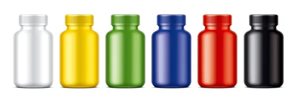Set Colored Plastic Bottles Matt Surface Version — Stock Photo, Image