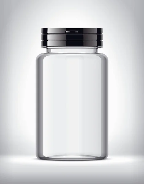 Бутылка Таблеток Заднем Плане Прозрачная Версия Black Cap — стоковое фото