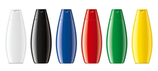 Set Botellas Plástico Colores Versión Superficie Brillante — Foto de Stock