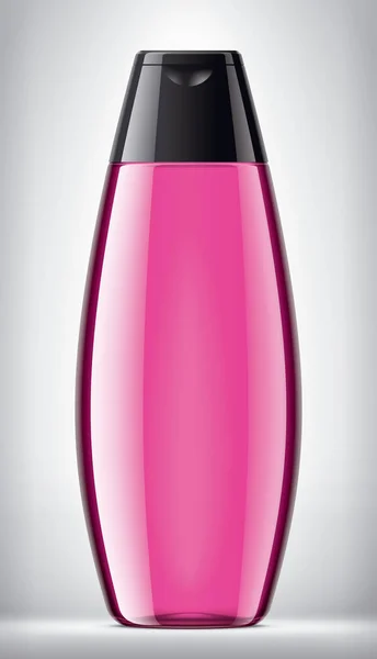 Bouteille Plastique Sur Fond Version Transparente Teneur Liquide Rose — Photo