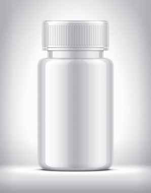 Arka plandaki haplar için bir şişe. Parlak yüzey sürümü. 