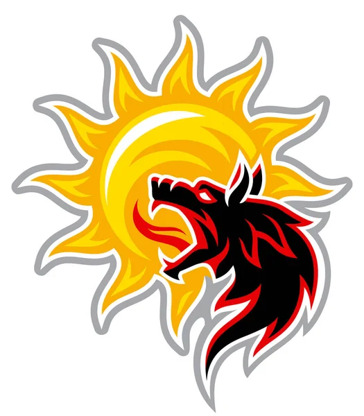 Lobo Negro Devora Sol — Vector de stock