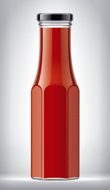 Arka planda sos şişesi.