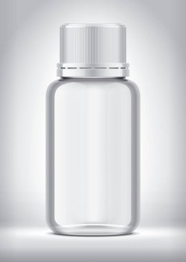 Şişe arka planda. Beyaz Cap versiyonu. 