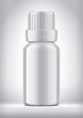 Şişe arka planda. Parlak yüzey sürümü. 