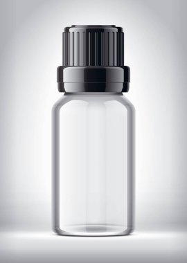 Şişe arka planda. Siyah Cap ve şeffaf versiyonu. 