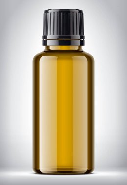 Şişe arka planda. Parlak yüzey sürümü. 