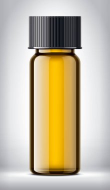 Şişe arka planda. Parlak yüzey sürümü. 